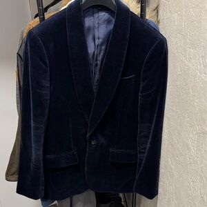 J. Crew Ludlow Midnight Blue Velvet Dinner Jacket with Shawl Collar -38s